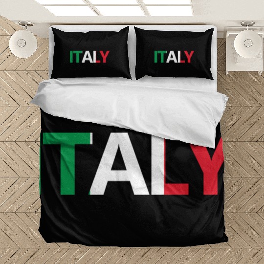 ITALY with the italian flag in the background Bedding Sets