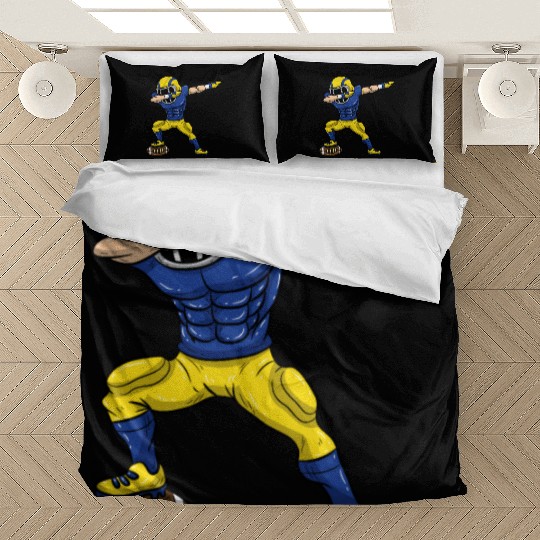 Dabbing Football Bedding Sets Blue Yellow Team Kids Gift
