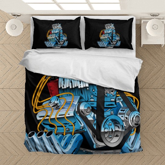 Hot Rod Race Car Dragster Engine Cartoon Bedding Sets