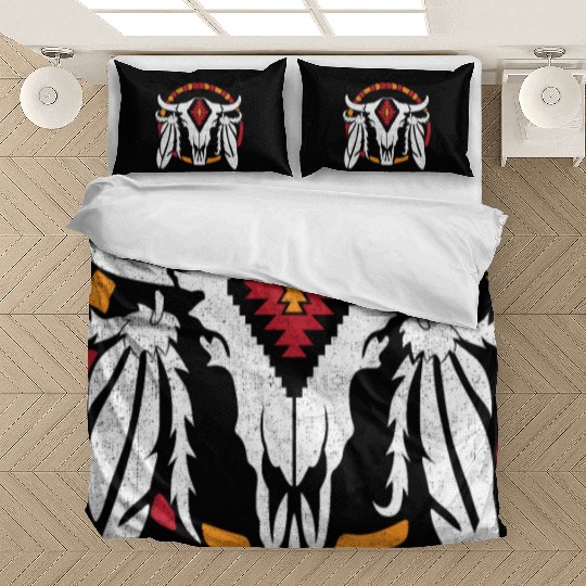 Aztec Pattern Cow Skull Cowboy Indian Mexican Bedding Sets