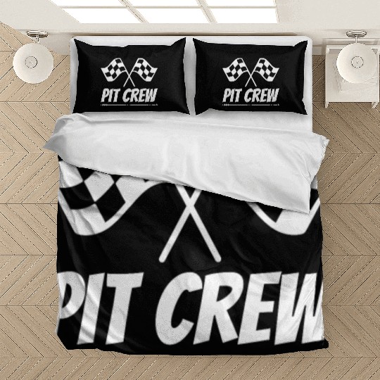 Pit Crew Funny Racing Design for Hotrod Track Bedding Sets
