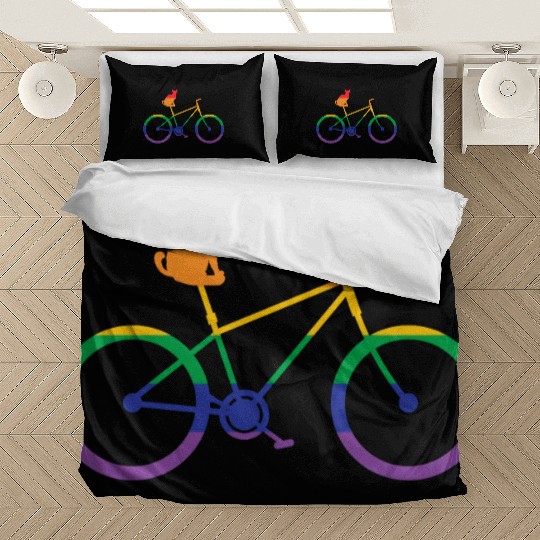 LGBT Gay Pride Cycling Cat On Bicycle Gift Bedding Sets