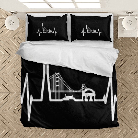 San Francisco Heartbeat Skyline California Lover Bedding Sets