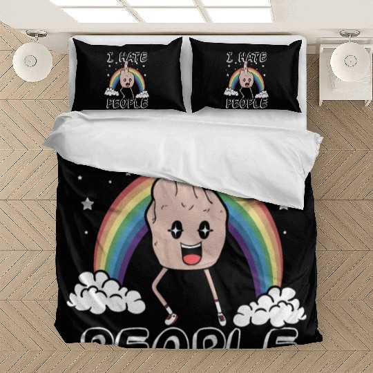 I Hate People Middle Finger Funny Rainbow Gift Bedding Sets