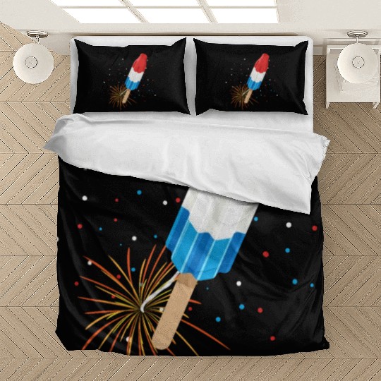 Fireworks Popsicle American Flag 4th of July Bedding Sets