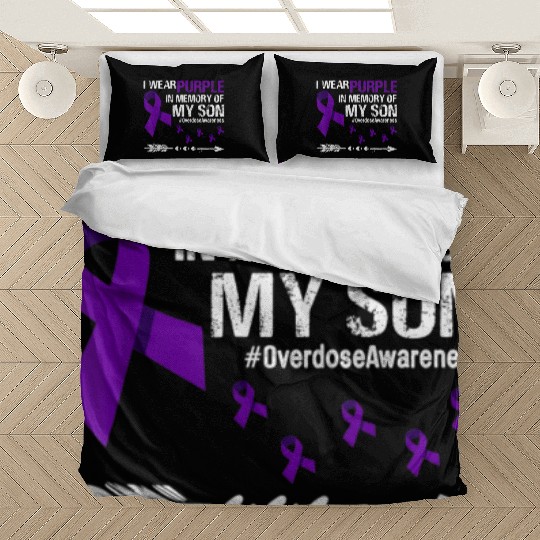 I Wear Purple For My Son Overdose Awareness Bedding Sets