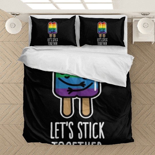 Let's stick together funny gay couple popsicle Bedding Sets