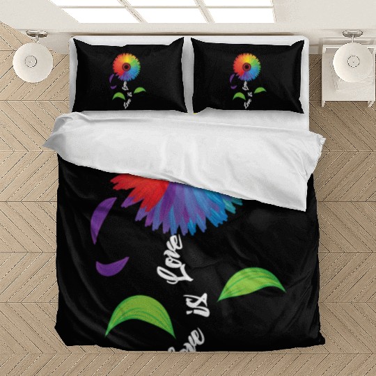 Love Is Love Wins Rainbow Flower LGBT Gay Pride Bedding Sets