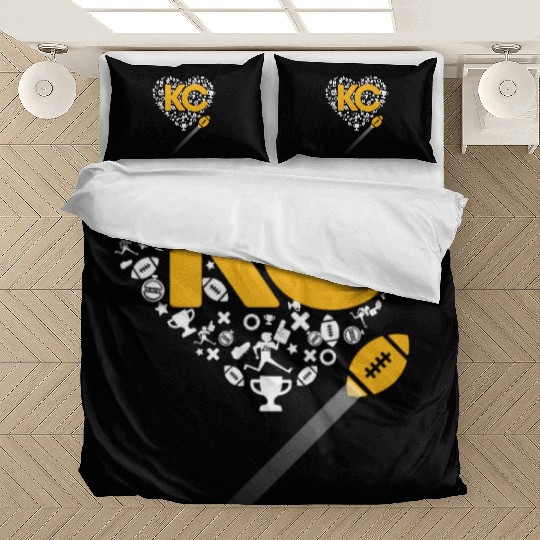 I Love Kansas City Football Bedding Sets Heart KC