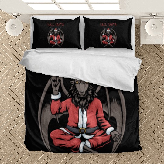 Christmas Hail Santa Satanism Goat Baphomet Satan Bedding Sets