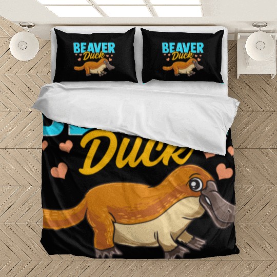 Beaver Duck Platypus Pun Cute Duck Billed Platypus Bedding Sets