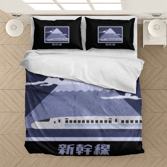 Japanese Bullet Train Passing Mt. Fuji Bedding Sets