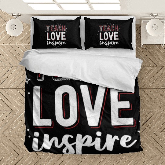 Teach Love Inspire Teacher Christmas Gift School Bedding Sets