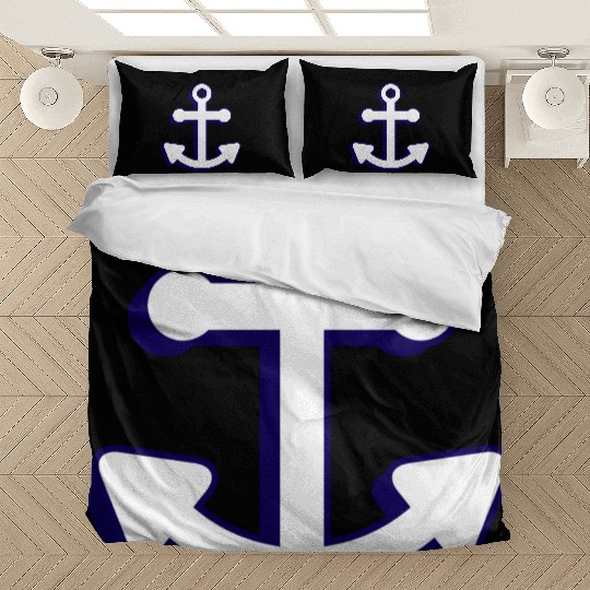 Nautical boat anchor in navy blue and white 3D Bedding Sets
