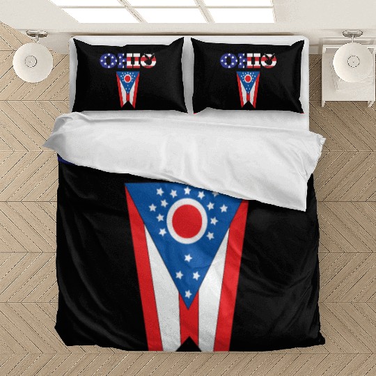 State of Ohio Pride Striped Graphic Design Bedding Sets
