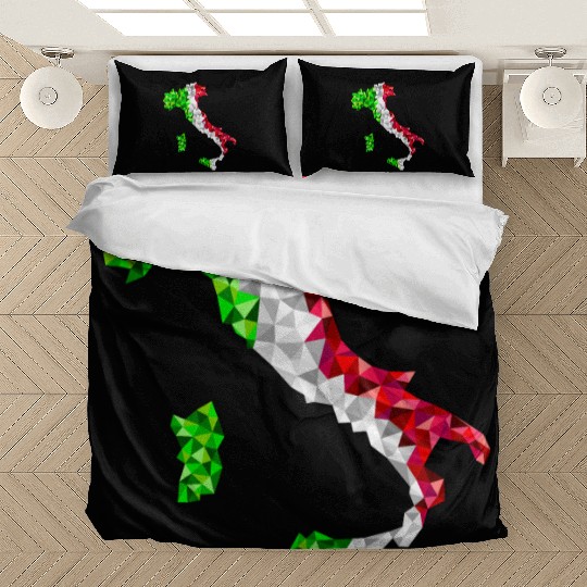 Italy map low poly diamond style Bedding Sets