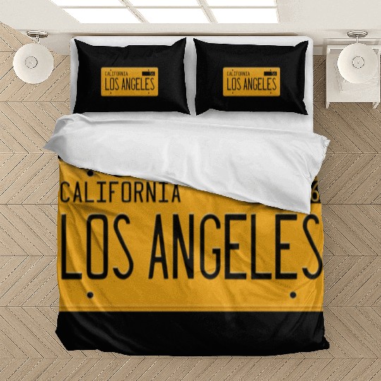 Los Angeles California 1956 yellow license plate Bedding Sets