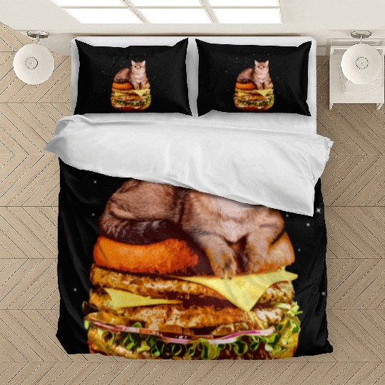 Hamburger Space Cat Funny Kitty Gift Bedding Sets