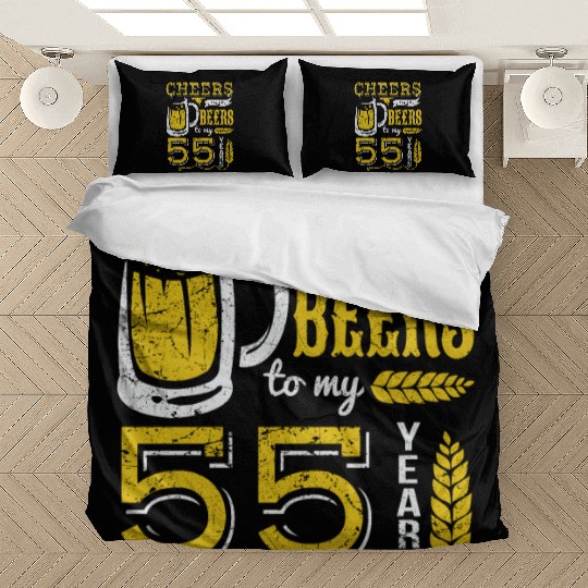 Cheers and Beers 55th Birthday Gift Idea Bedding Sets