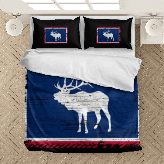 Wyoming Flag Elk Hunting Season For Deer Hunter Bedding Sets