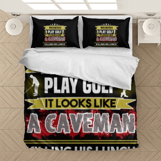 play golf caveman humor golf humor funny golf gift Bedding Sets