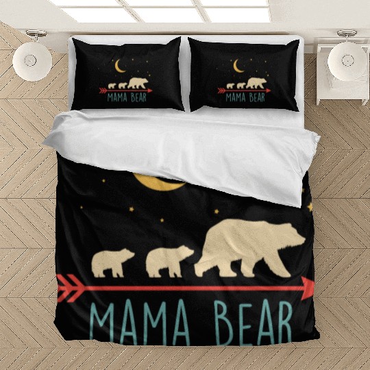 Mama Bear with 2 Cubs Retro Mother's Day Bedding Sets