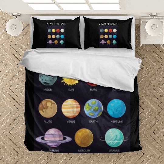 Outer Space Nerd Solar System Planets Sun Moon Bedding Sets