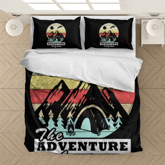 adventure camping tents retro vintage gift Bedding Sets