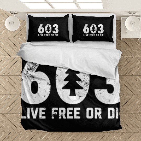 Live Free or Die 603 tree New Hampshire Bedding Sets