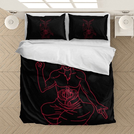 Horned Devil Black Goat Baphomet Tarot Card Satan Bedding Sets