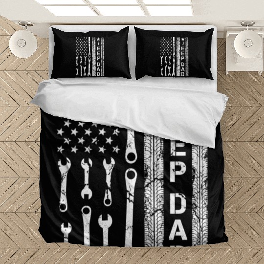 Jeep Dad American Flag Bedding Sets