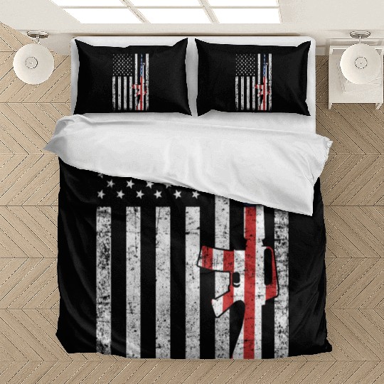 Us Flag With Gun For Independence day 4th of July Bedding Sets