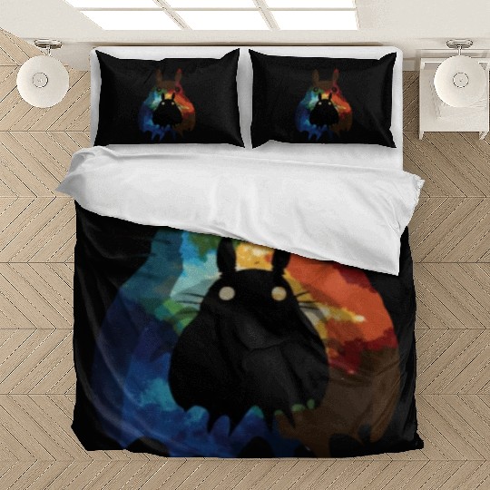 Totoro Watercolor Silhouette Fantasy Fictional Bedding Sets