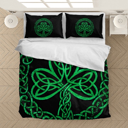 Irish Celtic Knot Shamrock Distressed Clover Bedding Sets