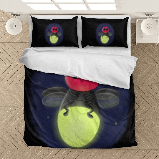 Cute lightning bug firefly cartoon illustration Bedding Sets