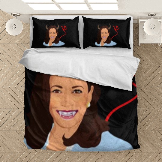 Trump kamala harris monster communist Bedding Sets