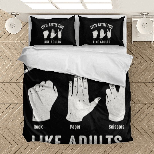 Let's Settle This Like Adults Rock Paper Scissors Bedding Sets