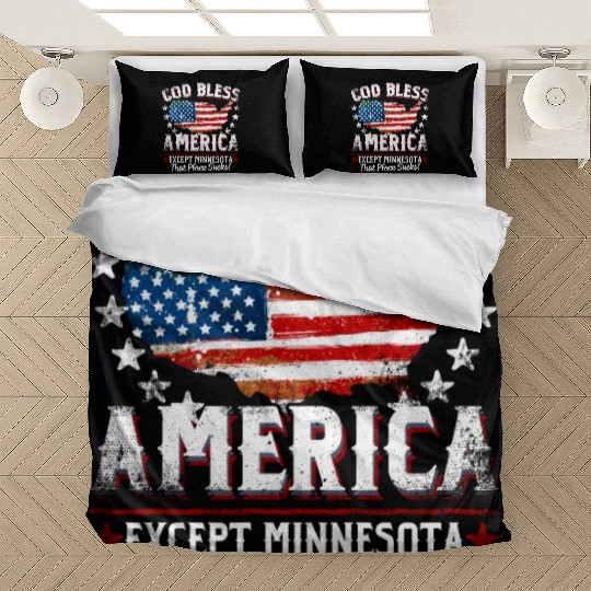 GOD BLESS AMERICA Except Minnesota Sucks Funny Ba Bedding Sets