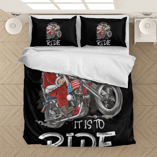 Biker Santa Motorcycle Fan - Oh What Fun It Is To Bedding Sets
