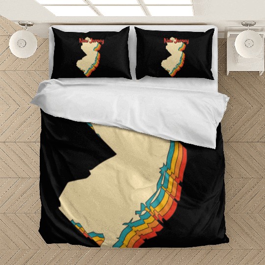 New Jersey Map Outline Vintage Retro Nj Home State Bedding Sets