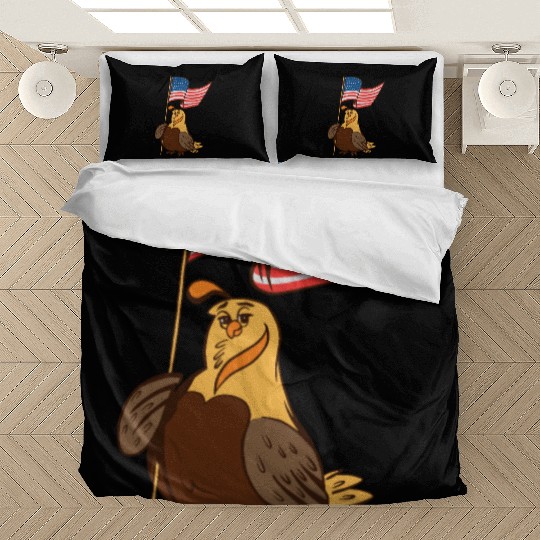 US Quail patriot with banner cute cartoon quail Bedding Sets