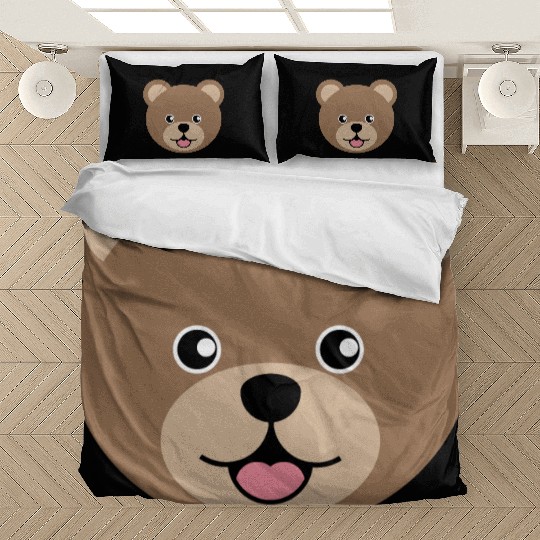 Cute Brown Teddy Bear Face Bedding Sets