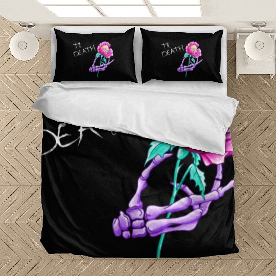 Til Death Valentine Skeleton Hand Skull Flower Bedding Sets