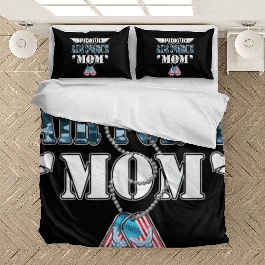 Proud Air Force Mom Us Flag Dog Tags Wings Militar Bedding Sets