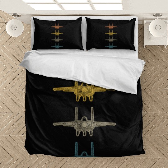 Retro F-15 Eagle Fighter Jet Vintage F15 Airplane Bedding Sets