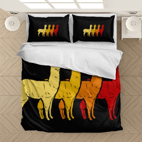Retro Llama Alpaca Sunset Art Boy Girl Kids Animal Bedding Sets