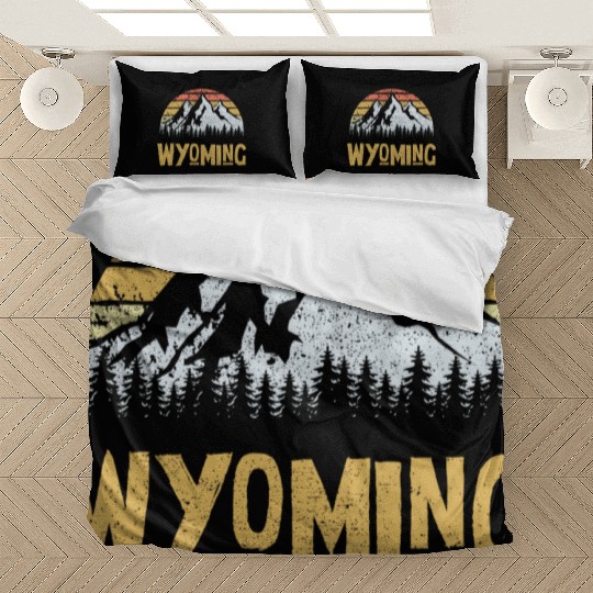 Vintage Retro Wy Wyoming Us Mountain State Bedding Sets