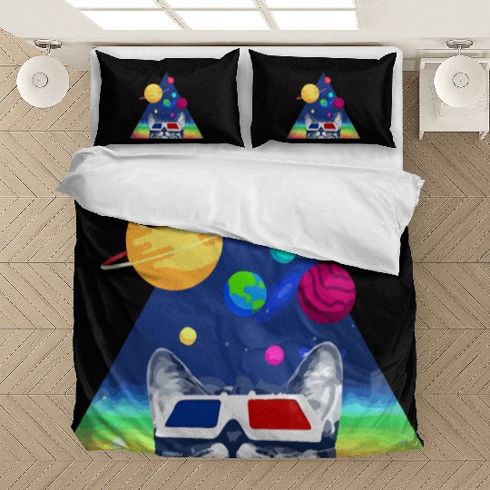 3D Space Cat Bedding Sets
