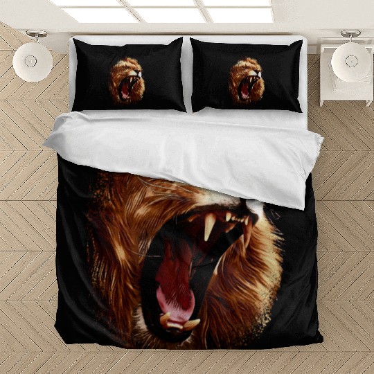 angry roaring lion | lions head Bedding Sets