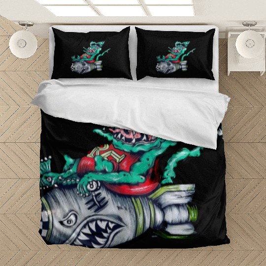 Rat driving a torpedo shark Bedding Sets